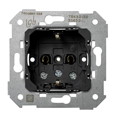 Imagen de Simon Enchufe Schuko de Empotrar con Toma Tierra, Serie 75, Compatible Tapas las Series 31, 82 y 88, Fácil Instalar, Apto para Interiores (IP20), 150V, 16A