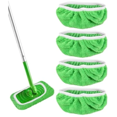 Imagen de TIDEVAN 4 Paños Reutilizables Microfibra Repuesto Mopa Compatibles con Swiffer Sweeper Mop Recambio de Lavables y Limpieza para Uso Húmedo Seco