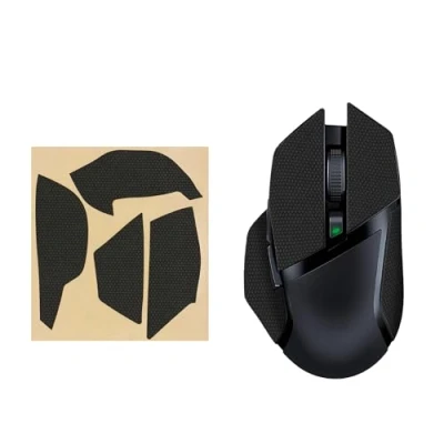 Imagen de kwmobile Almohadillas Antideslizantes Compatible con Razer Basilisk X Hyper Speed Pegatinas para ratón Agarre Raton Gaming de Cuero PU Negro