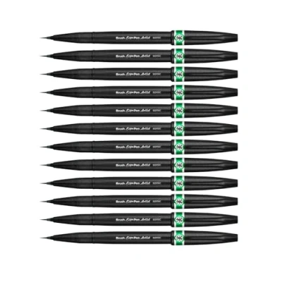Imagen de Rotulador Pentel Artist con punta de pincel extrafina. Color verde.
