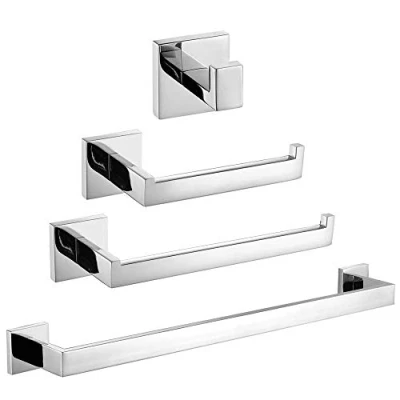 Imagen de TURS Baño 4 Piezas Conjunto de Herrajes Para SUS 304 Acero Inoxidable Soporte Papel Higiénico 50CM Barra Toallas Titular Bata Gancho Montaje en Pared, Pulido, Q7P A4 50