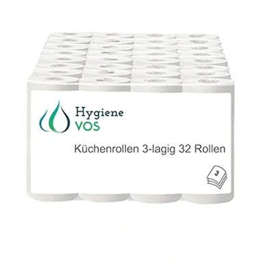 Imagen de Hygiene VOS 32 rollos de papel cocina, 3 capas, 8 x 4 rollos, 50 hojas