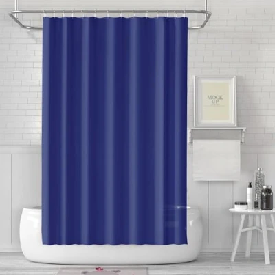 Imagen de LUKDUNG cortina de baño 180 x cm, ducha antimoho en el baño, para bañera tela impermeable lavable, lavable PEVA con 12 anillos ducha, azul oscuro