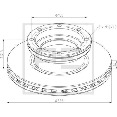 Imagen de PETERS ENNEPETAL Disco de freno MERCEDES BENZ: ATEGO 2 posterior 34mm 8 177mm ventilación interna 016.678 00A 9704231112,A9704231112 Discos
