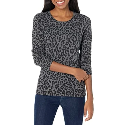 Imagen de Amazon Essentials Jersey de Cuello Caja Ligero Manga Larga (Disponible en Tallas Grandes) Mujer, Gris Estampado Guepardos, M