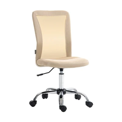 Imagen de Vinsetto Silla de Oficina Malla Escritorio Giratoria sin Brazos con Altura Ajustable Carga 100 kg para Estudio Despacho 43x56x90 cm Beige