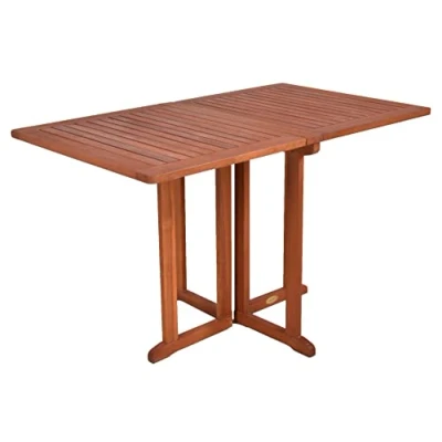 Imagen de Spetebo Baltimore Mesa de balcón Plegable Madera eucalipto, Rectangular, 120 x 70 cm, aceitada FSC Comedor Maciza para Uso en Exteriores, jardín, terraza,