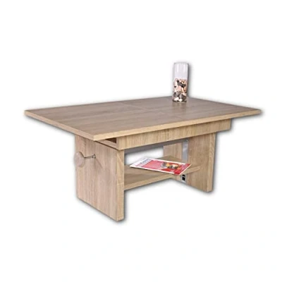 Imagen de Stella Trading Event Centro Regulable y Extensible en Aspecto, práctica Mesa de sofá con Estante para su salón, Roble Sonoma, 110 x 65 48 cm