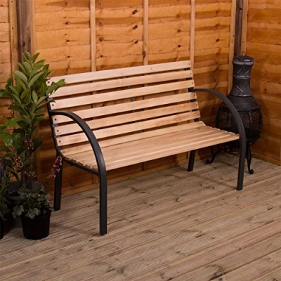 Imagen de Garden Vida Banco de jardín Acero, Rosa, Aleación Madera, Brown, H 82 x W 120 D 62 cm Approx