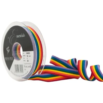 Imagen de Berisfords Cinta a Rayas Arco Iris 15 mm, Multicolor