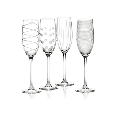 Imagen de Mikasa Cheers Juego de Copas Champán Cristal, 4 Piezas, con Diseños Extravagantes, 250ml