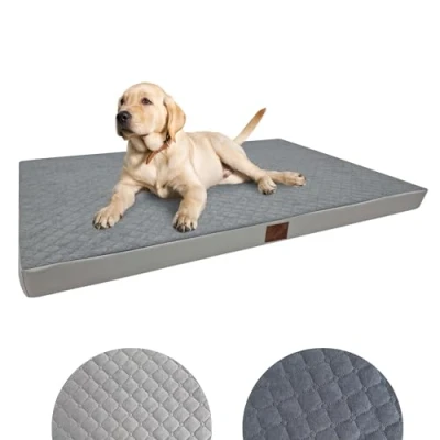 Imagen de Odolplusz Cama ortopédica para perros grandes, cojín medianos y colchón con funda lavable, (gris, 120 x 80 7 cm)