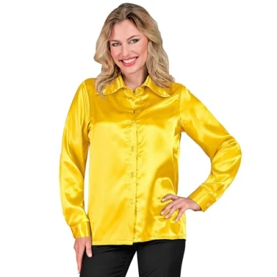 Imagen de WIDMANN MILANO PARTY FASHION Blusa de raso para señoras, fiebre disco 70s, estilo retro, camisa fiesta, señoras