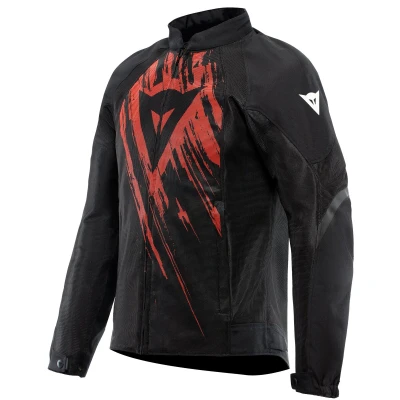 Imagen de Dainese Air Graphics Tex Jacket, Chaqueta de Moto Verano, Ventilada y Ligera, con Protectores Suaves en Hombros Codos, Hombre, Negro/Rojo Asfalto, 58