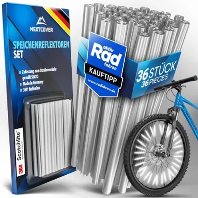Imagen de NEXTCOVER® Reflectores para radios de bicicleta El original [3M Scotchlite] máxima visibilidad I homologado StVZO Bicicletas Alternativa ojo gato