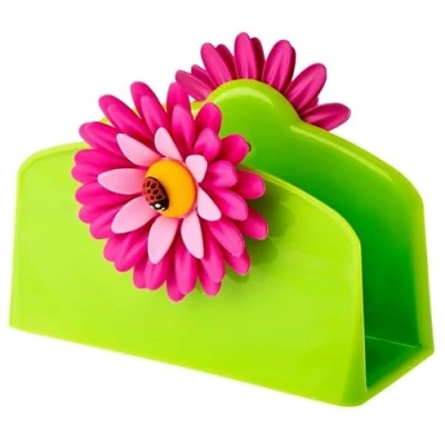 Imagen de VIGAR Flower Power Servilletero, Material: Polipropileno y Goma, Verde, Dimensiones: 14 x 6 10 cm