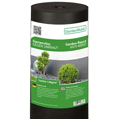 Imagen de GardenMate Rollo de Malla Geotextil prémium 1 m x 25 y 150 g/m² extrarresistente para Malas Hierbas Alta estabilización contra UV Permeable al Agua = m²