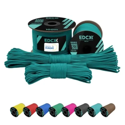 Imagen de EdcX 2 mm Nylon Paracord 275 (15, 30, 50 and 100 m) 100% Rope, 3 Strand Cord, Cord in Many Colours (Emerald Green, 15