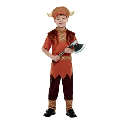 Imagen de Smiffys Disfraz de vikingo, marrón, con camiseta, pantalones y sombrero