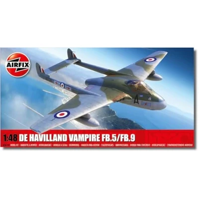 Imagen de Airfix Model Set, A06108 de Havilland Vampire FB.5/FB.9, Kit construcción Modelos, Kits avión Modelo plástico para Adultos y niños Mayores 8 años, el Juego Incluye bebederos