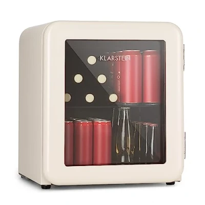 Imagen de Klarstein Nevera Pequeña 48 l. Puerta Cristal Silenciosa, Mini Nevera, Neveras Pequeñas Habitación para Refrescos y Vino, Frigorificos Pequeños con Estantes Extraíbles, Temperatura 0 10C