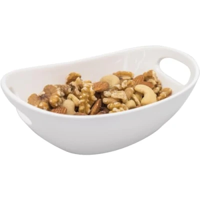 Imagen de NERTHUS FIH 1337 Bol Ovalado de Porcelana con Asas para Snacks, Elegante Servicio Aperitivos