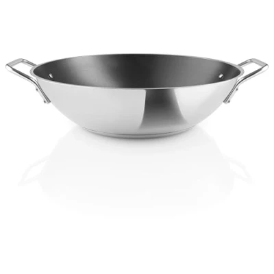 Imagen de Eva Trio Wok de acero inoxidable (5,0 L, 32 cm, revestimiento antiadherente cerámico, una herramienta versátil en la cocina, ideal para técnicas cocina asiáticas como removedores sartén)