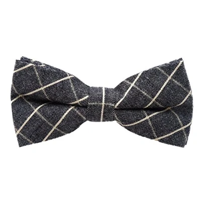 Imagen de DonDon Pajarita de algodón para hombre a cuadros 12 x 6 cm ajustable y lista usar Gris blanco