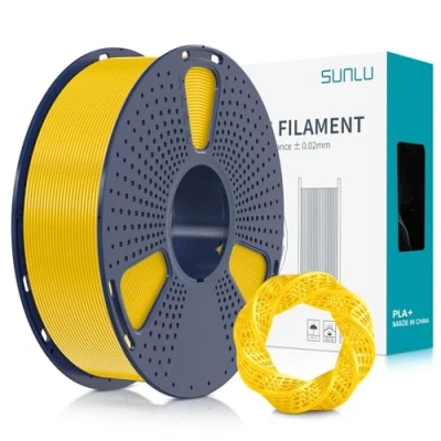 Imagen de SUNLU Filamento PLA+ 1.75 mm, para impresora 3d PLA Plus 1KG，Mejora de la resistencia,Neatly Wound, impresión PLA+, Precisión dimensional +/ 0.02mm, Amarillo puro