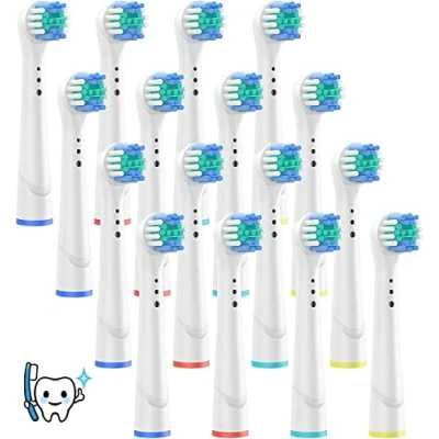 Imagen de Recambios Cepillos Compatible para Braun Oral B Cabezales de Repuesto Recambio Cepillo Dientes Eléctrico Sensitive Precision Floss Deep Dual Clean Cross Action Pack 16 Blanco