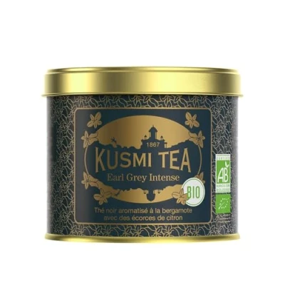 Imagen de Kusmi Tea Earl Grey Intense Té Negro 100% Orgánico con Aroma Bergamota y Corteza de Limón Hojas Sueltas Lata 100g Cantidad para Aprox. 50 Tazas