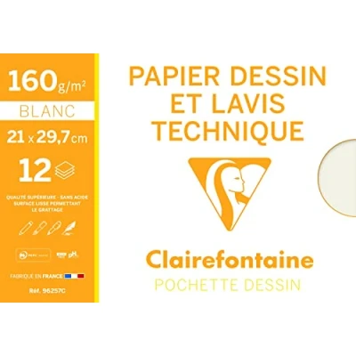 Imagen de Clairefontaine Papel para dibujo técnico, color blanco, A4, 160 g