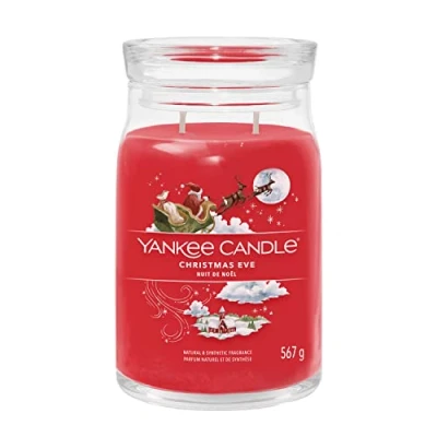 Imagen de Yankee Candle, Vela perfumada Signature, en tarro grande de Nochebuena con doble mecha, mezcla cera soja larga combustión