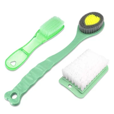 Imagen de QiCheng&amp;LYS Cepillo de Ducha Mano, con Mango Largo, Suave y Cómodo, Para Masaje o Exfoliación Piel Seca (2 Piezas Verde)