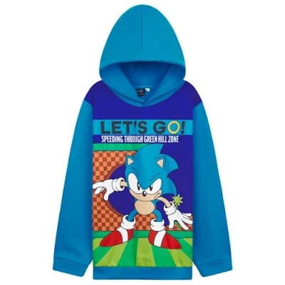 Imagen de SONIC THE HEDGEHOG Sudadera con Capucha para Niño y Adolescente, Suave Cómoda, Shadow Knuckles Tails Regalos Niños (Azul/Multi, 5 6 Años)
