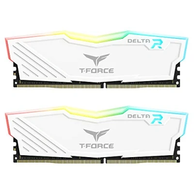 Imagen de TEAMGROUP Team T Force Delta RGB DDR4 Gaming Memory, 2 x 8 GB, 3600 MHz, 288 Pin DIMM, White