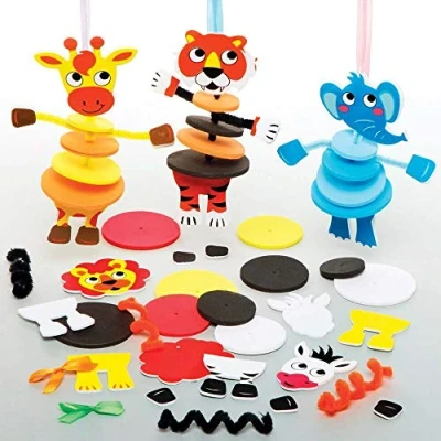Imagen de Baker Ross FE259 Kits de Apilamiento Animales la Jungla Paquete 6, actividades artesanía espuma para que los niños ensamblen, decoren y exhiban, ideal como regalo creativos