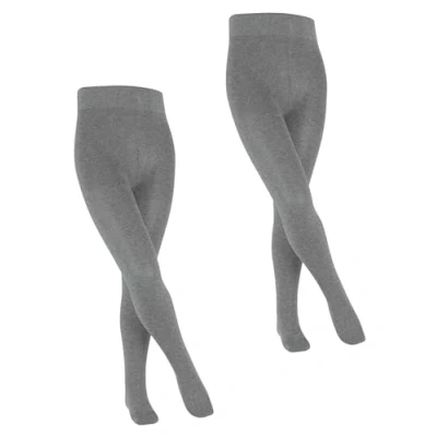 Imagen de FALKE Family 2 Pack K TI algodón gruesa unicolor piezas, Pantimedias Unisex niños, Gris (Light Grey Melange 3390), 110 116