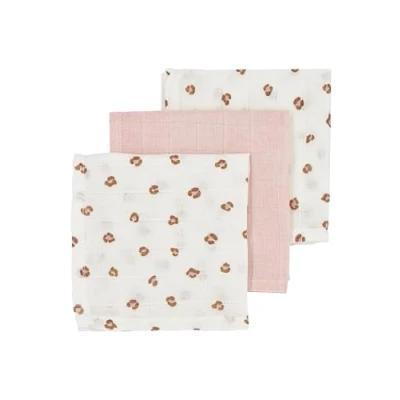 Imagen de MEYCO Baby Mini Panther Burp Cloths, 3 Piezas (paños de Muselina, paños Muselina algodón 100%, absorbentes y Secado rápido, multifuncionales), Rosa Suave