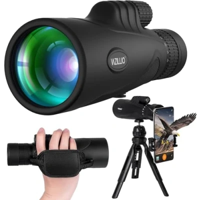 Imagen de Telescopio monocular 10 30x50 HD con soporte para smartphone y trípode, resistente al agua, observación de aves, caza, camping, viajes, secreto animales salvajes