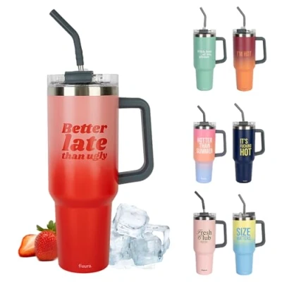 Imagen de Fisura Botella de agua térmica 1,2 litros “Better late. rosa. acero inoxidable. Sin BPA. 24 horas frío / 12 calor. Con pajita incluida. 9,8 cm x 27,8