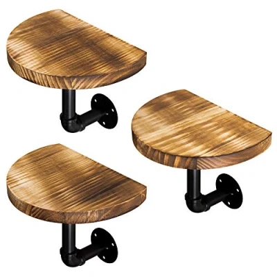Imagen de Navaris Set de 3X balda Madera Estanterías flotantes Pared para Adornos Repisas Modernas Cocina Dormitorio baño Negro