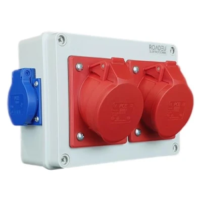Imagen de RoadEu Enchufes de Pared para Casa, Taller y Garaje, Distribuidor Corriente 2x Schuko 230V CEE 16A Cableado, Conexión Rápida, Instalación Fácil, Construcción Robusta