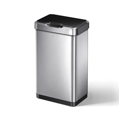 Imagen de EKO Mirage T Cubo de basura rectangular sin contacto con sensor movimiento, acabado en acero inoxidable cepillado, 50 l