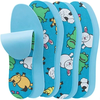 Imagen de SULPO 4 pares plantillas de zapatos para niños con espuma látex transpirable y algodón suaves escolares, varios tamaños recortables