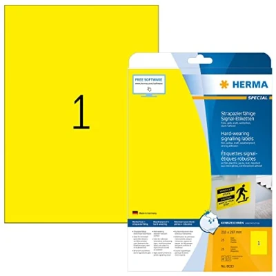 Imagen de Herma 8033 Rótulos, 210 x 297 mm, color amarillo