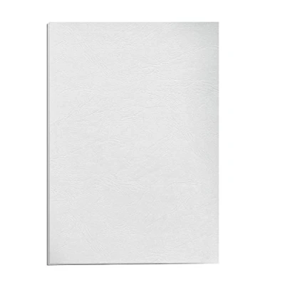 Imagen de Fellowes Portadas para encuadernar de cartón símil piel Delta Cuero, extra rígido, 250 micras, 100% reciclables, formato A4, con certificación FSC, pack 25, color blanco