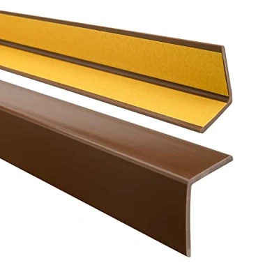 Imagen de QUEST perfil angular de 40 x mm, ángulo plástico goma PVC, autoadhesivo, protector cantos elástico, protección esquinas, marrón, 130 cm