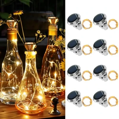 Imagen de Apritsce Luz Para Botella Solar, 8 Piezas Luces LED Botellas De Cristal, 2M 20LEDs Guirnaldas Exterior Solar Botella, Tapon Fiesta, Exterior, Jardín