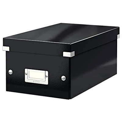 Imagen de Leitz 60410095 Caja tamaño DVDs Click &amp; Store WOW de Leitz, 84% cartón reciclado, Diseño moderno y contemporáneo que quedará optimo en casa la oficina, Volumen 8 litros (hasta 5 kg) Color negro